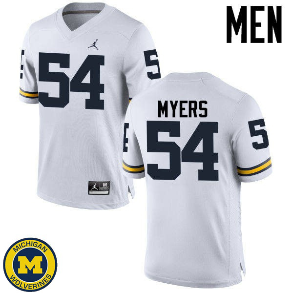 Men's University of Michigan #54 Carl Myers White NCAA Football Jersey